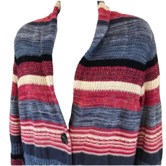 J. Jill Duster Oversized Striped Cardigan Sweater XS - Picture 3 of 6